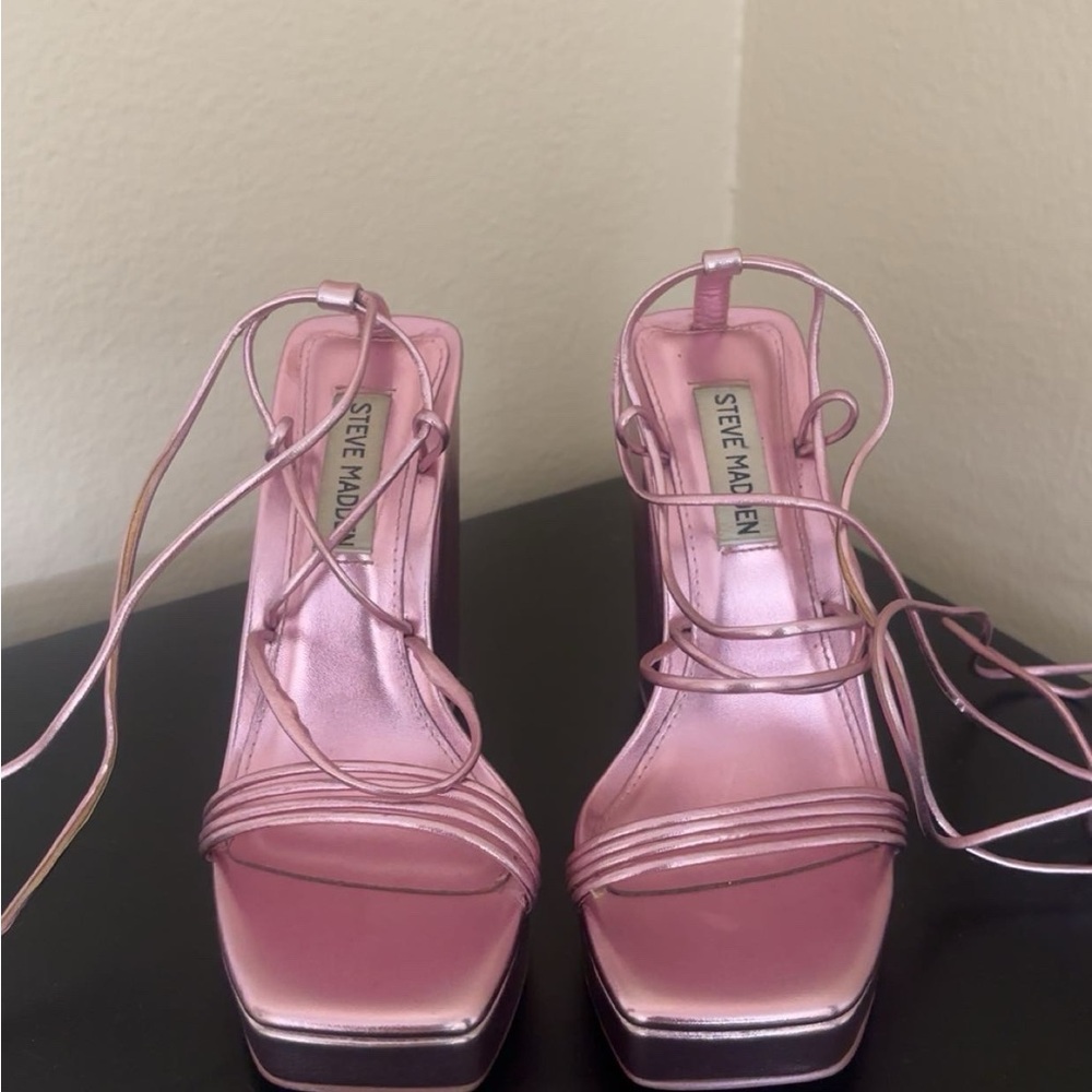 Steve Madden Metallic Pink Strappy Heels
